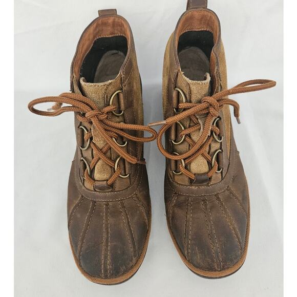 UGG Women's Brown Leather Heather Lace Up Ankle Boot sz 8 1095156 Winter Basic - Picture 5 of 10